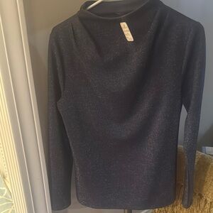 New Ann Taylor Sparkly Navy Blue Mock neck top